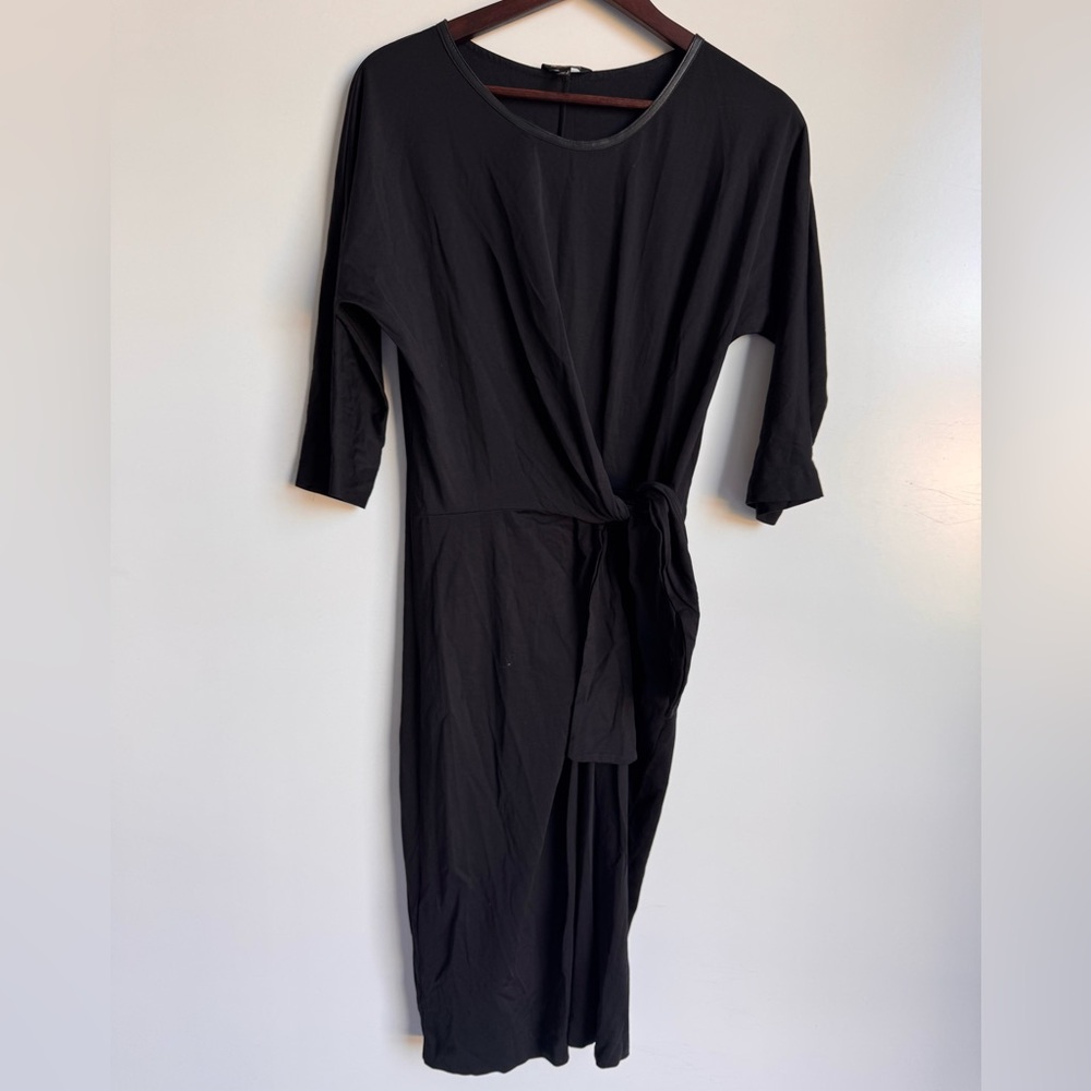 Massimo Dutti Women Black Dress Small‎ Wrap Closet Staple LBD Officecore Event